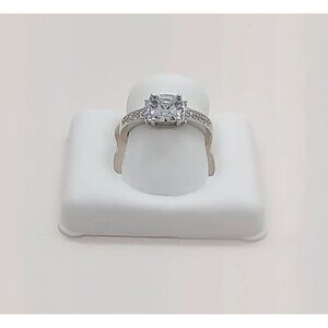 "WSR02" Size 4 Sterling Silver 925 Cushion Clear CZ Anniversary/ Engagement Ring